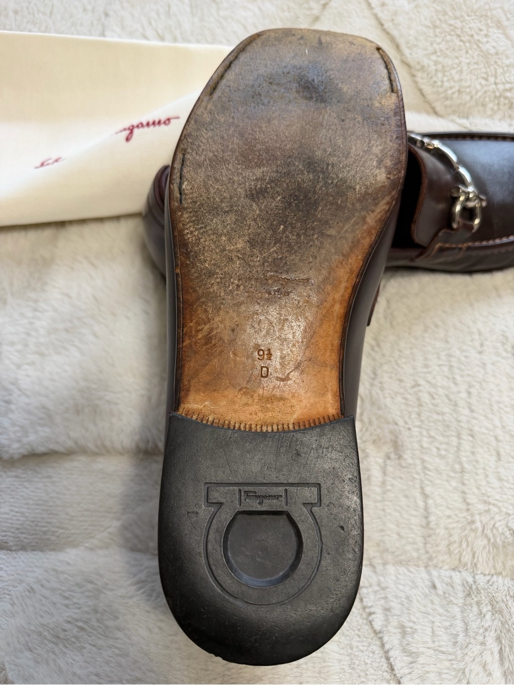 $990 Ferragamo Gancini Parigi Horsebit Brown Leather Loafers 9.5 10.5 - Picture 10 of 11